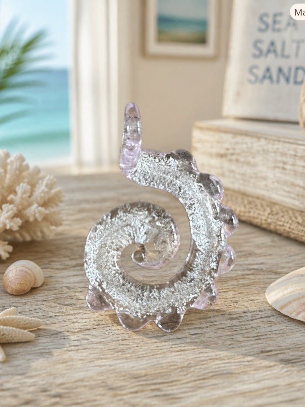 Light Pink & Clear Glass Pendant